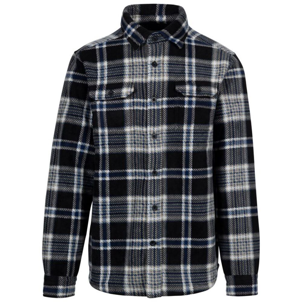 Trespass Mens Checkley Checked Microfleece Shirt / Black